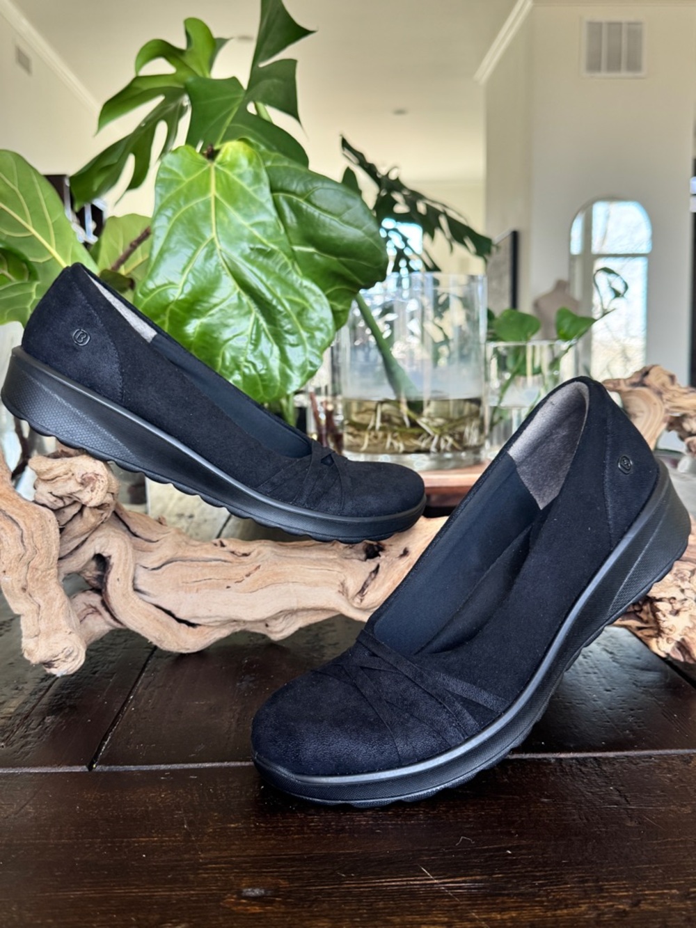 Bzees Black Suede Comfort Flats